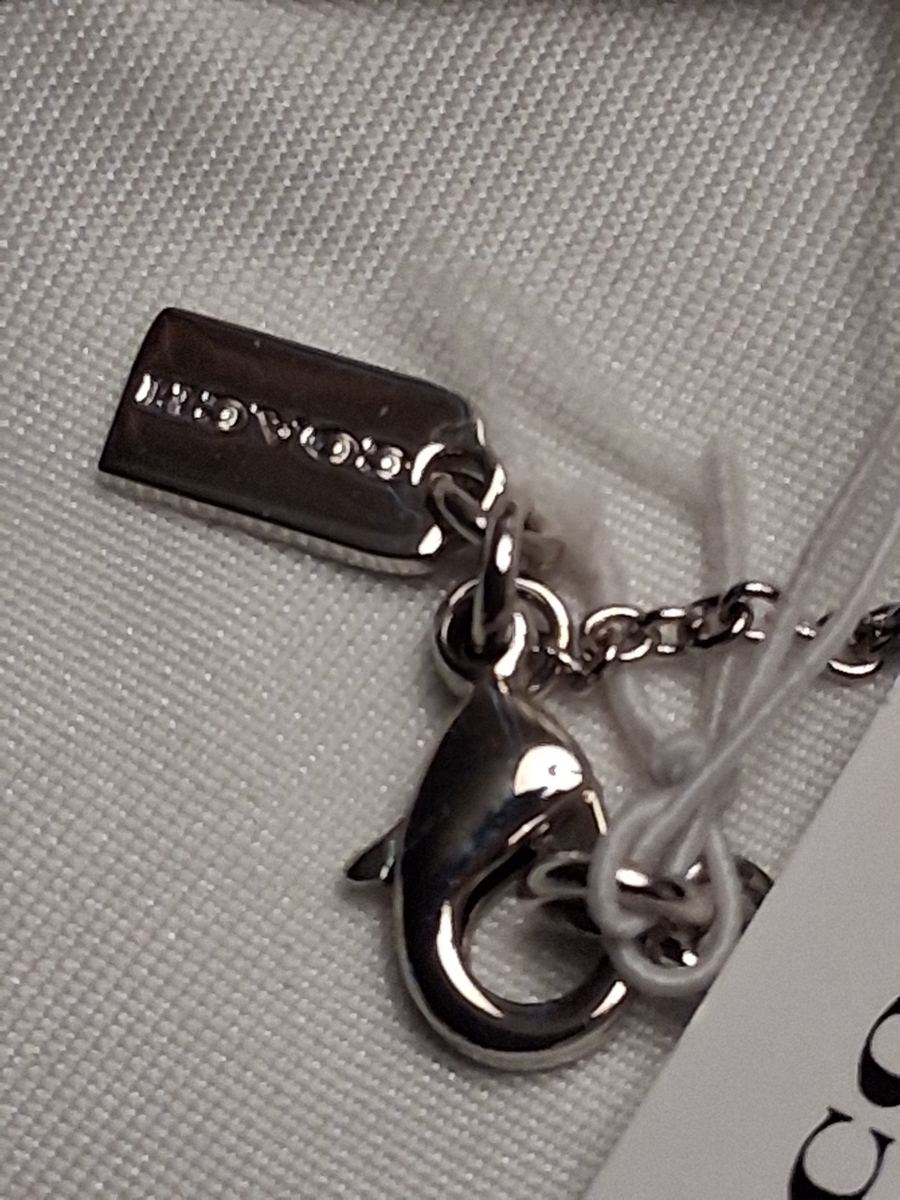Retired Coach Silver Crystal Pendant Necklace with Logo Pouch - Picture 4 of 13